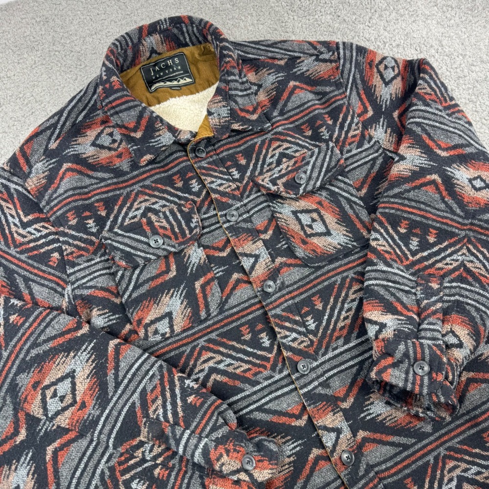 Jachs New York Mens XL Southwestern Sherpa Lined Wool Blend Shirt Jacket Shacket